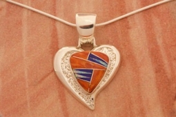 Calvin Begay Genuine Spiny Oyster Shell Sterling Silver Pendant